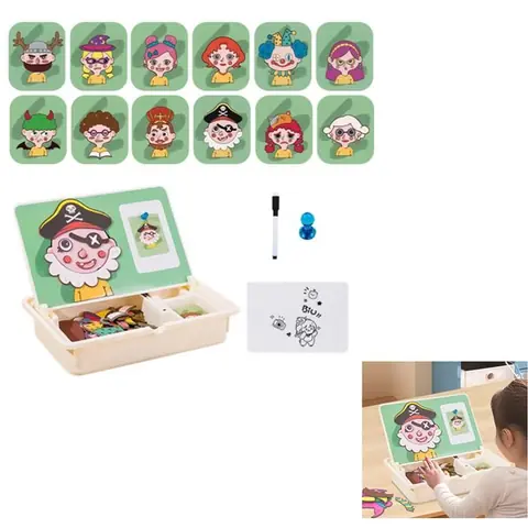 Puzzle Boîte à Puzzle magnétique – Jeu dassociation pour Petits – Activités créatives pour Voyage avec étui pour Jardin d