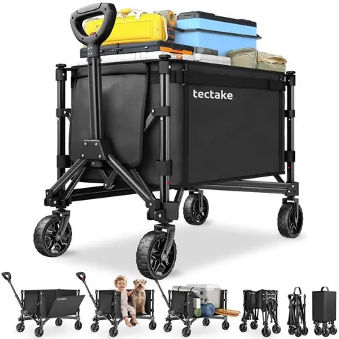 Chariot de transport - TECTAKE - Chariot SMARTRIDER pliable avec roues profilées et poignée télescopique 47 x 83 x 90 cm - Noir