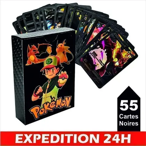 Cartes à collectionner - ZISONIX - Lot de 550 cartes Pokémon - Noir - VMax GX EX - Pour enfants et adultes