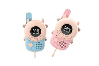 Paire de Talkie-walkie Enfant avec Ecran LCD Modèle Meuh-meuh Bleu / Rose