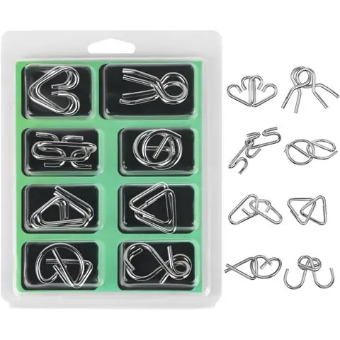 Casse-tête métallique Wire - Jeu de Patience - 8 pièces - Pour Adulte - Intérieur