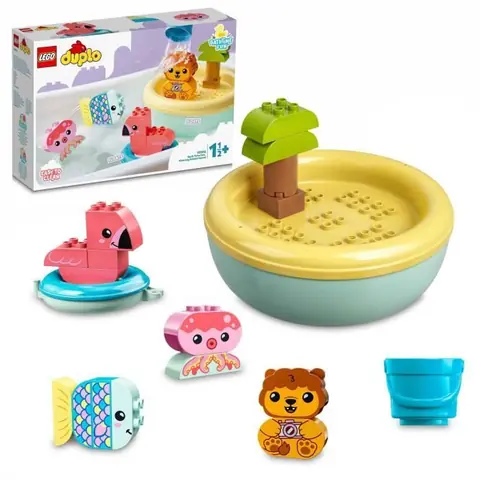 LEGO® 10966 DUPLO Jouet de Bain : L’Île Flottante des Animaux, Set Baignoire pour Bébés et Enfants de 1.5+ ans