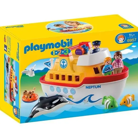 Jeu de construction - PLAYMOBIL 1.2.3 - Navire transportable - 18 mois et plus - Mixte - Plastique