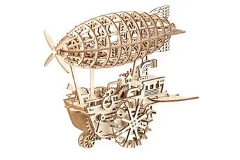 : Maquette 3D mobile en bois Dirigeable Steampunk 25 x 30 cm - 349 pièces