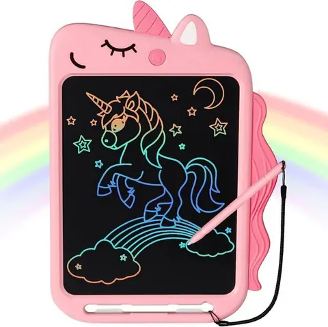 Ardoise Magique Licorne Jouet Enfant 2 3 4 5 6 Ans FilleTablette Dessin 10 PoucesTablette DÉcriture(Rose)