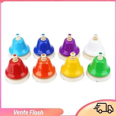 Instrument Musical - DILWE - Set de 8 Cloches à Main Colorées - Enfant - Coordination - Amusement