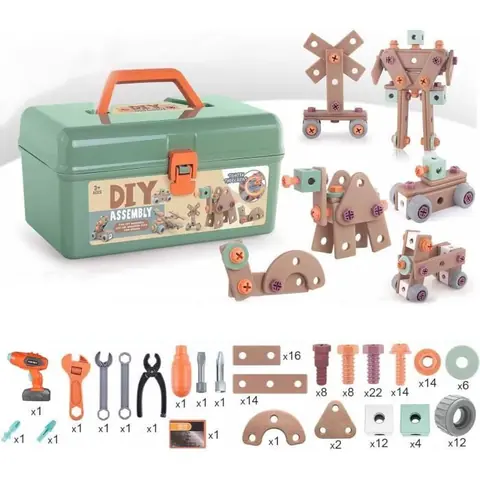 Set dOutils pour Enfants 144 PCS Boîte à Outils pour Enfants avec Outils et Perceuse Électronique pour Garçons Filles de 4 à 6 Ans
