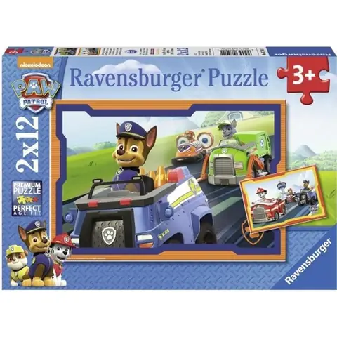 PAT' PATROUILLE Puzzles 2x12 pièces - La Pat'Patrouille en action - Ravensburger - Lot de puzzles enfant - Dès 3 ans