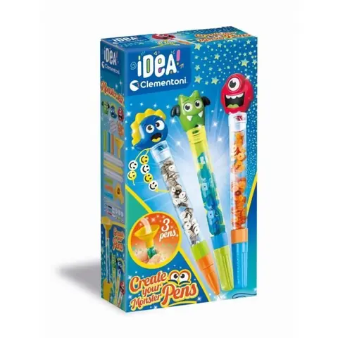 Crée tes Stylos - Clementoni - Mini atelier des Stylos - Coffret Monstres - 3 Stylos inclus et accessoires - Dès 6 ans
