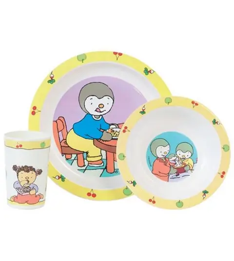 Coffret repas T'choupi : verre, assiette et bol