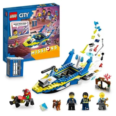 LEGO 60355 City Missions des Détectives de la Police sur l’Eau Jouet de Bateau une Prison et 4 Minifigurines Enfants 6 Ans
