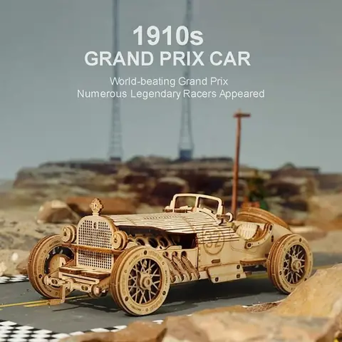 Puzzle 3D en bois Grand Prix Modèle de voiture DIY Kits de modèles à construire pour adultes