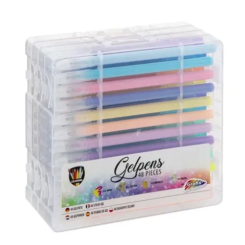 GRAFIX Stylos gel couleurs - Set de 48 stylos multicolores