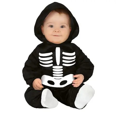 déguisement squelette combinaison à capuche bébé - 18/24 mois - noir - guirca 83006