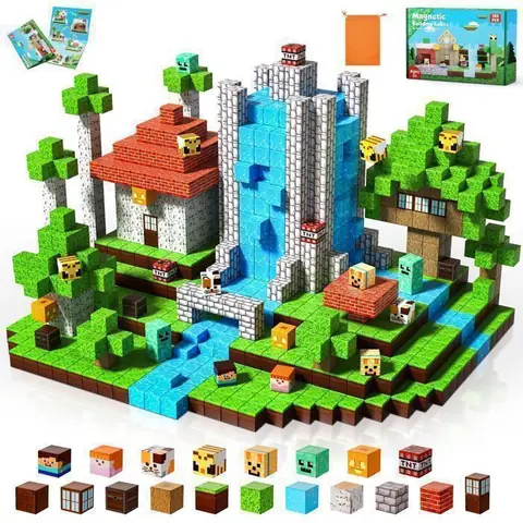 Bloc Magnetique 150Pcs Construction 3D Jeu de Construction MagnétiqueJouets pour GarçonsJouets pour Filles-Tribu de la Jungle