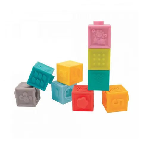Jeu de construction - LUDI - Cubes sensoriels emboîtables - Bébé - Multicolore - 9 pièces