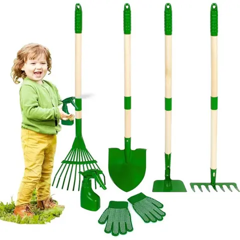 Ensemble dOutils de Jardinage Enfant avec Pelle Gants Tablier Arrosoir Kit de Jardinage pour Garçons et Filles 3 Ans+ (Vert)