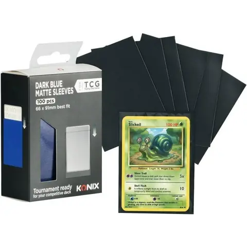 Protège-cartes - Konix - Matte Sleeves 66 x 91 mm compétition - 100 pochettes - Magic The Gathering Pokémon - Bleu foncé