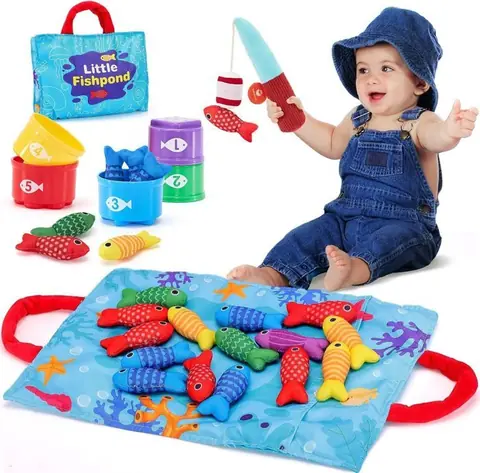Jouet pour Bébé 1 an Jouet Montessori Pêche a la Ligne pour Enfant Fille Garçon Jouet Bébé 6 Mois Cadeau pour Bébé
