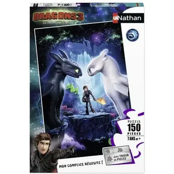 DRAGONS 3 Puzzle 150 pièces - Les héros réunis - Nathan - Puzzle Enfant + Trieur - Dès 7 ans