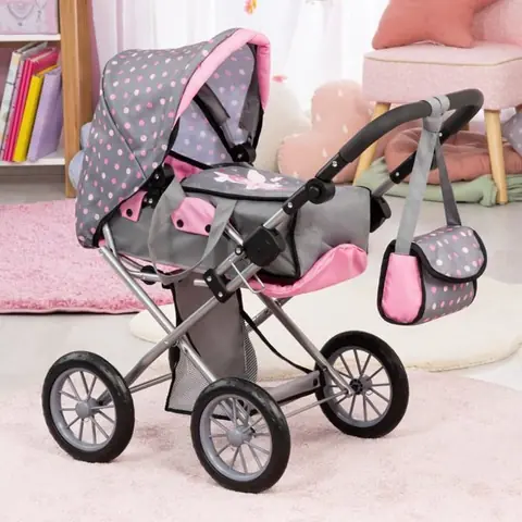 Poussette Landeau pour Poupée 3 en 1 - BAYER - Hauteur Réglable - Accessoires Inclus