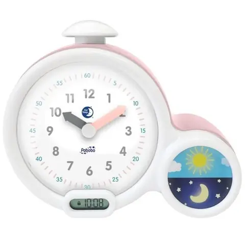 Réveil Enfant Éducatif KidSleep - ClaessensKids - Veilleuse Musicale - Jour/Nuit - Rose