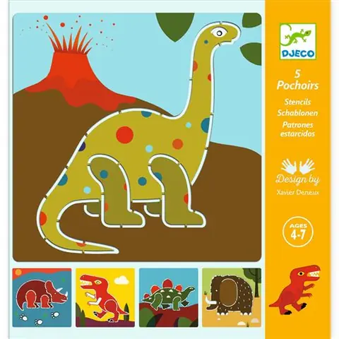 Kit créatif Djeco 5 pochoirs Dinosaures