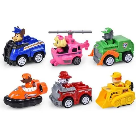 Figurine pat patrouille 6 voitures chiens paw patrol Paw Chase capitaine chiot personnages enfants véhicules jouet auto