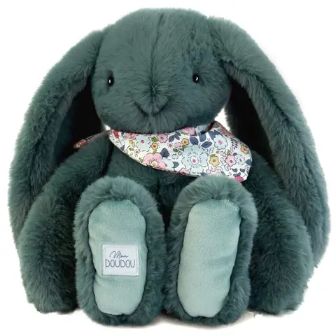 Doudou et Compagnie - Peluche Lapin Fleurette vert 35 cm