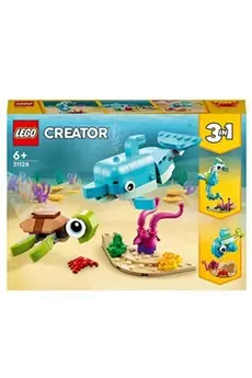 LEGO® 31128 Creator Le Dauphin Et La Tortue, Set de Figurines de Jouets d'Animaux Marins pour Filles et Garçons de 6 Ans et Plus