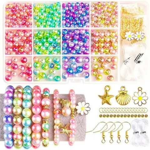 Kit de Fabrication de Bijoux Adultes - Perles Irisées pour Création de Bracelets et Artisanat Loisir Créatif Complet