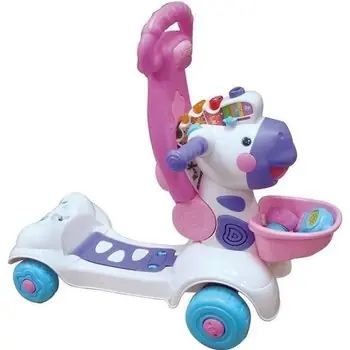 Porteur Trottinette Mon Zèbre Rigolo 3 en 1 - Rose - Parlante et musicale - VTECH