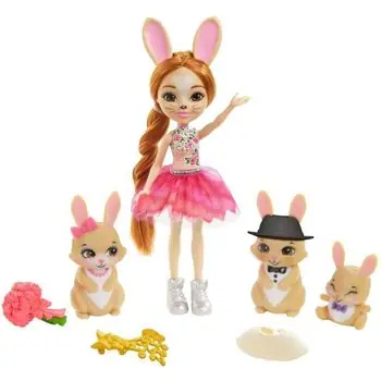 ENCHANTIMALS Poupée Brystal Lapin 15 cm et Lapereaux