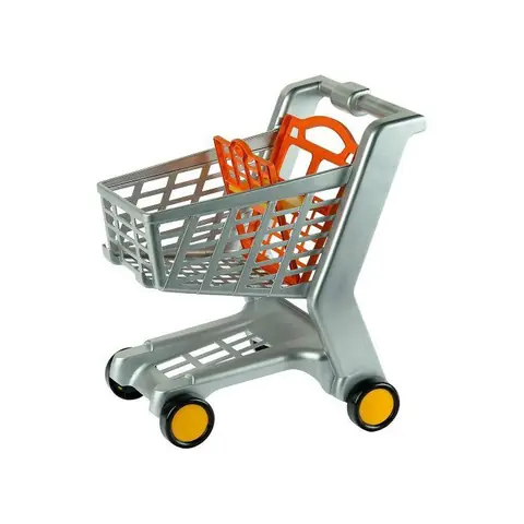 Chariot de courses Enfant 42x35x46cm avec siege poupee - Caddy shopping epicerie supermarche - Set Jouet imitation et carte