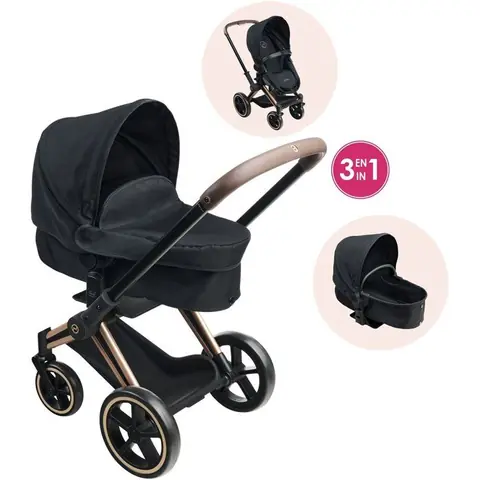 Landau 3-en-1 - COROLLE - Cybex Priam - Pour poupons de 36 à 42 cm - Gris - Dès 3 ans