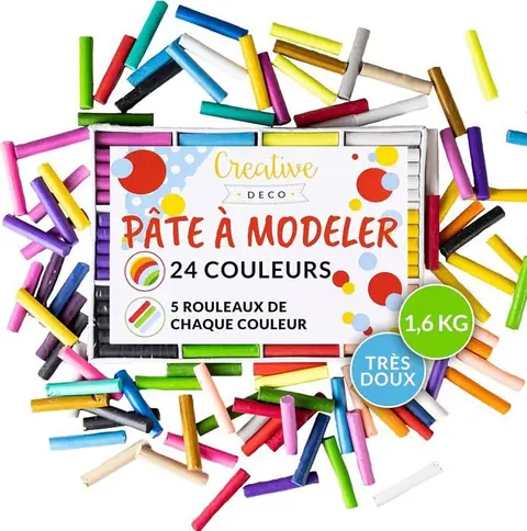 Creative Deco Set de Pate a Modeler pour Enfants  24 Couleurs  Pâte à Modeler Non-Toxique et sans Gluten  Loisir Créatif