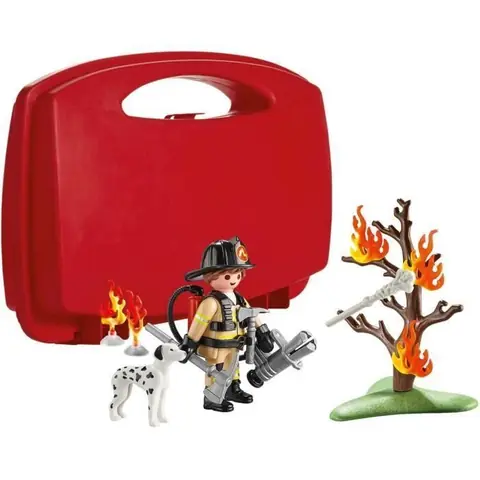 PLAYMOBIL City Action 70310 – Nacelle de pompier rouge avec mallette dès 4 ans