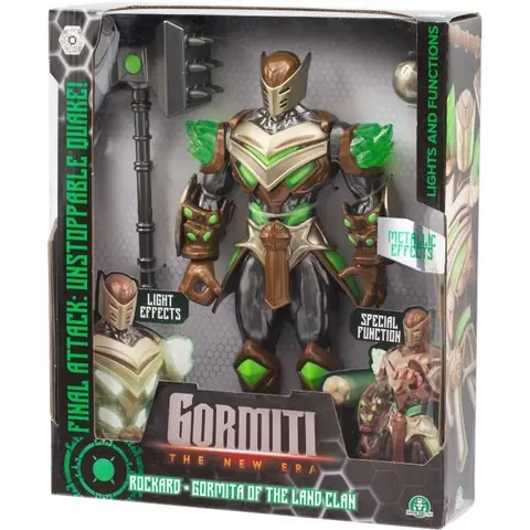 Figurine articulée - GORMITI - Gormiti avec attaque lumineuse Terre - Rockard - 27 cm - À partir de 4 ans - GRV074