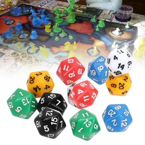 Lot de 12 dés à jouer ZERODIS - Design à 20 faces - 6 couleurs - Pour jeux de société et enseignement numérique