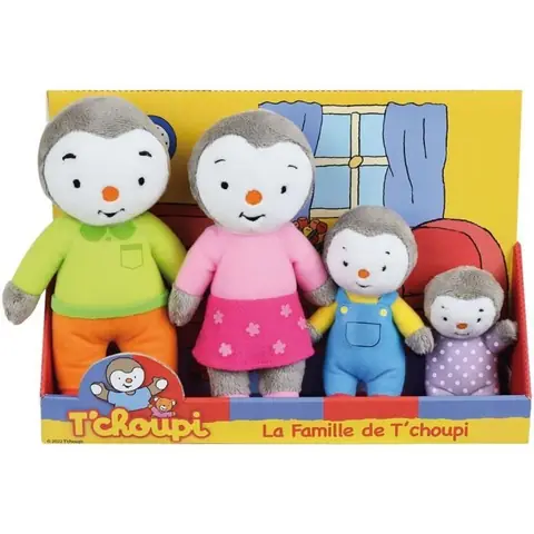 Coffret famille 4 Peluches - TChoupi - JEMINI - +/- 19 cm