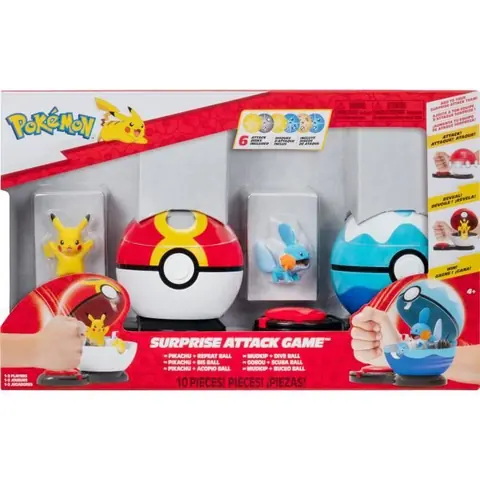 Poké Ball attaque surprise - BANDAI - Pokémon - Pikachu vs Gobou 2 Poké Balls 6 disques - JW3652