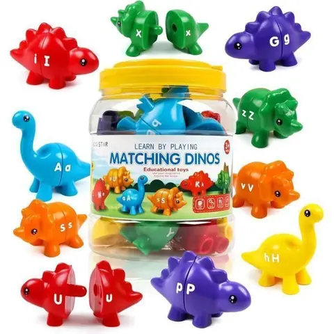 Montessori Jouet éducatif alphabétique ABC Dinosaur Match Game pour Tout-Petits à partir de 3 ans