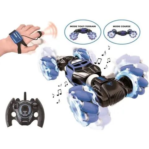 EXTRÊME CROSSLANDER® Voiture télécommandée tout-terrain lumineuse et sonore avec télécommande et bracelet de contrôle - LEXIBOOK