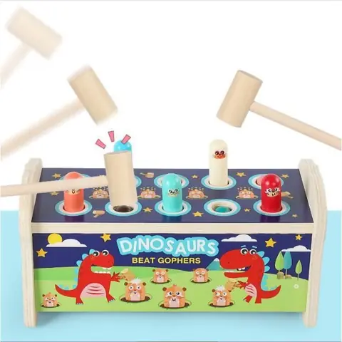Jouet éducatif en bois - Montessori - Marteau et xylophone - Pour bébé de 1 à 6 ans - Couleur rouge