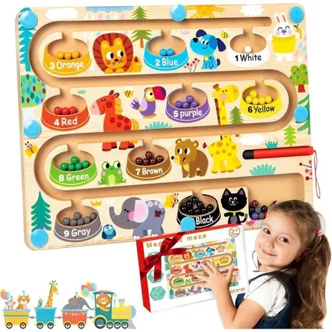 Jouet éducatif - Montessori - Labyrinthe - Magnétique - Bois - À partir de 3 ans