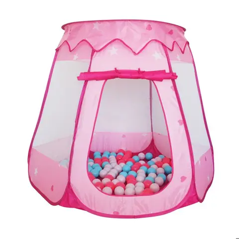 Relaxdays piscine à balles avec 100 balles H x L x P : 95 x 118 x 118 cm pop-up rectangulaire pour enfants rose