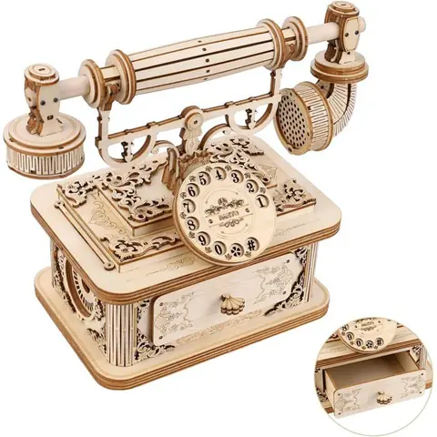 Puzzle 3D Maquette en Bois a Construire-Téléphone Modélisme Puzzle en Bois - Bricolage Adulte Kit de Construction
