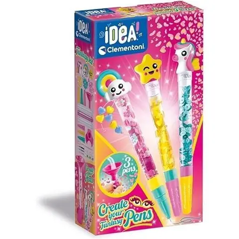 Crée tes Stylos - Clementoni - Mini atelier des Stylos - Coffret Fantaisie - 3 Stylos inclus et accessoires - Dès 6 ans
