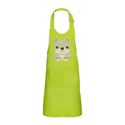 Fabulous Tablier Cuisine Enfant 2 Poches Vert Ourson En Peluche Dessin Mignon - Haut de gamme