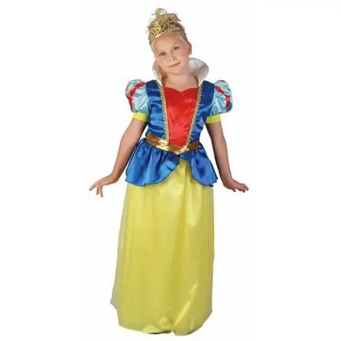 Déguisement Blanche Neige fille luxe - Disney - Taille S - Robe jaune et bleu - Couronne incluse